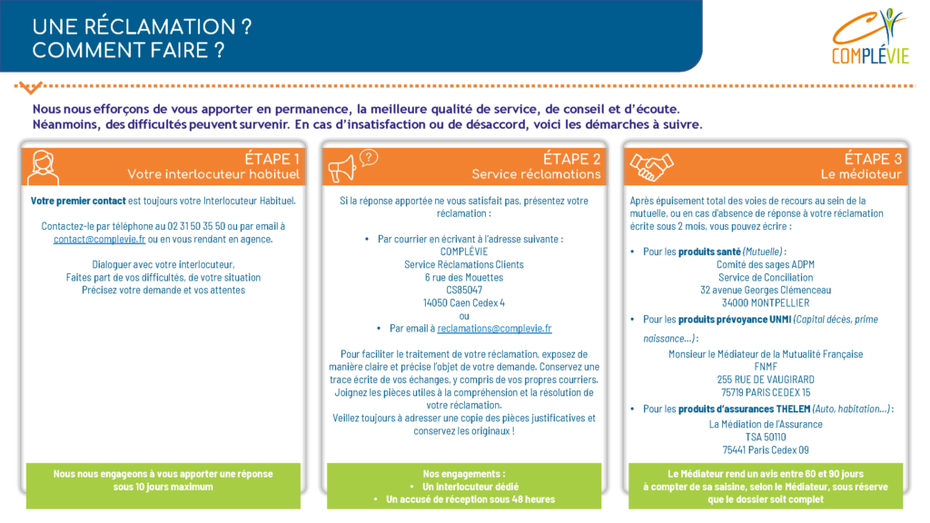 Réclamation Complévie